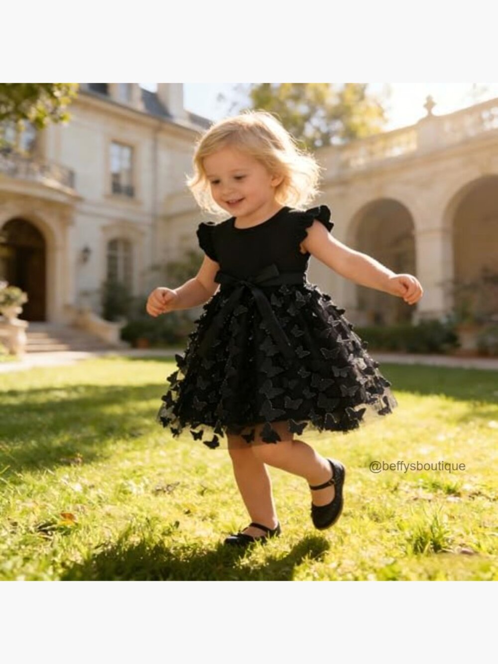 Toddler Girl Tulle Dress, Ruffle Sleeve Tutu for Parties - Picture 5 of 6